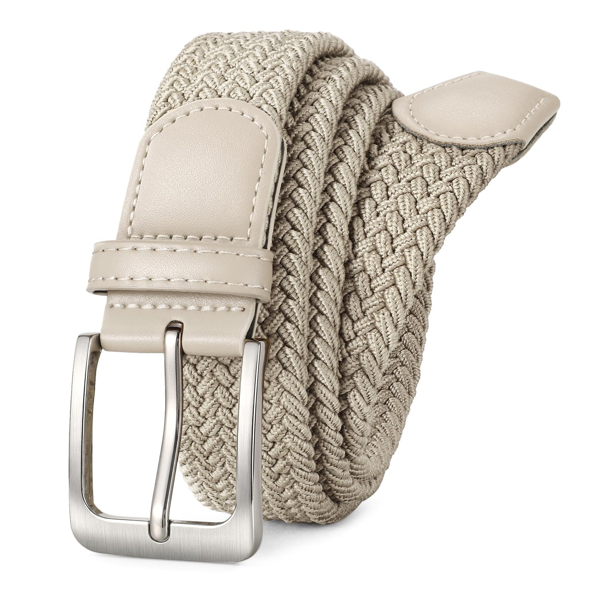 BIOHUG elastic braided belt front view shows eco-friendly stretch for daily wear