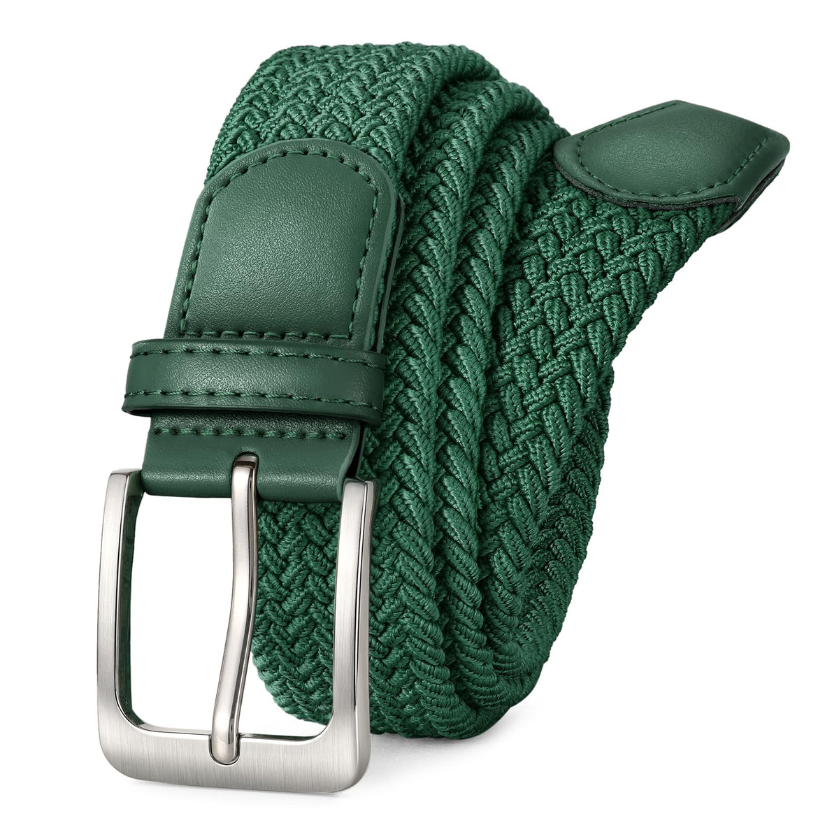 BIOHUG elastic braided belt green outer view showcases comfort and eco-friendly fabric