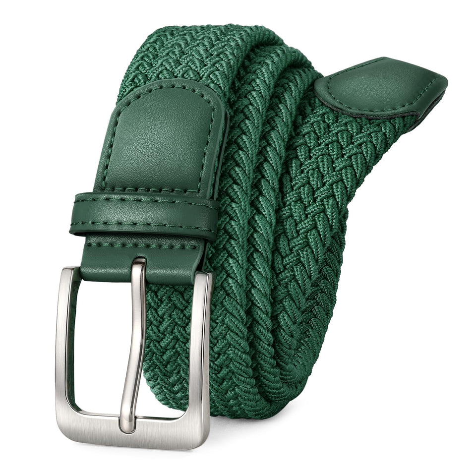 BIOHUG elastic braided belt green outer view showcases comfort and eco-friendly fabric