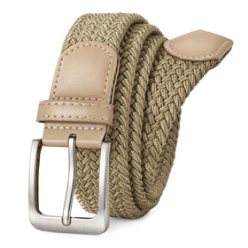 BIOHUG elastic braided belt in khaki shows durable woven fabric for all-day comfort