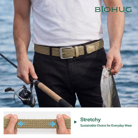 BIOHUG belt worn with jeans demonstrating lightweight comfort and secure fit