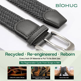 BIOHUG belt woven-stretch shows flexible fit for all-day comfort.