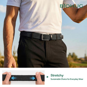 BIOHUG model wearing belt with jeans for casual wear.