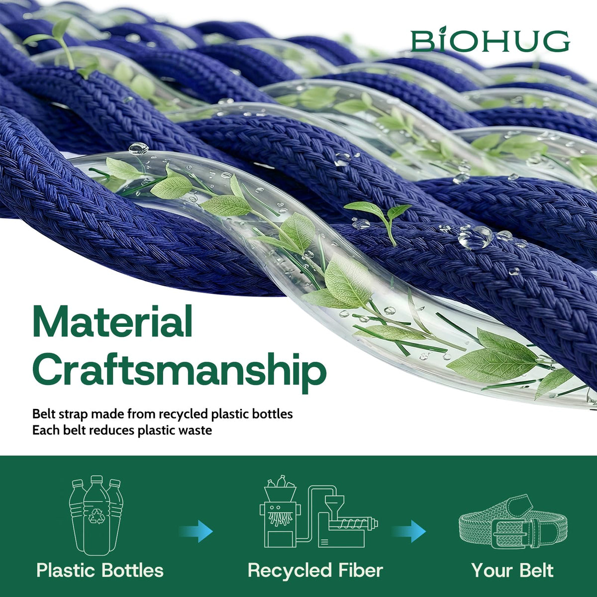 BIOHUG non-toxic zinc buckle blue provides skin-friendly, smooth fastening.