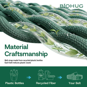 BIOHUG recycled PU leather detail on belt front with sleek eco look