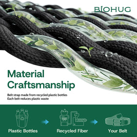 BIOHUG recycled PU leather detail; durable, animal-friendly.
