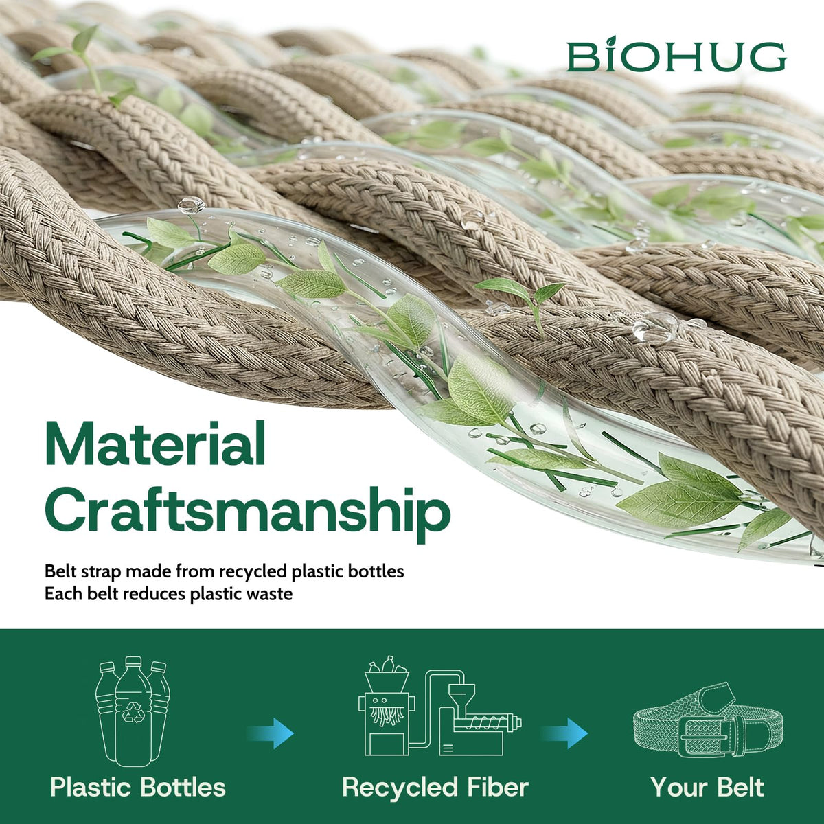 BIOHUG recycled PU leather front panel offers stylish, vegan-friendly look.