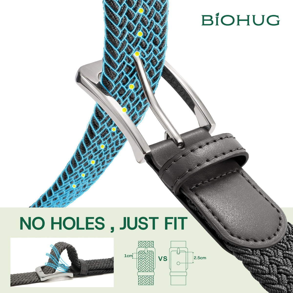 BIOHUG belt worn with jeans and golf attire showcasing versatility