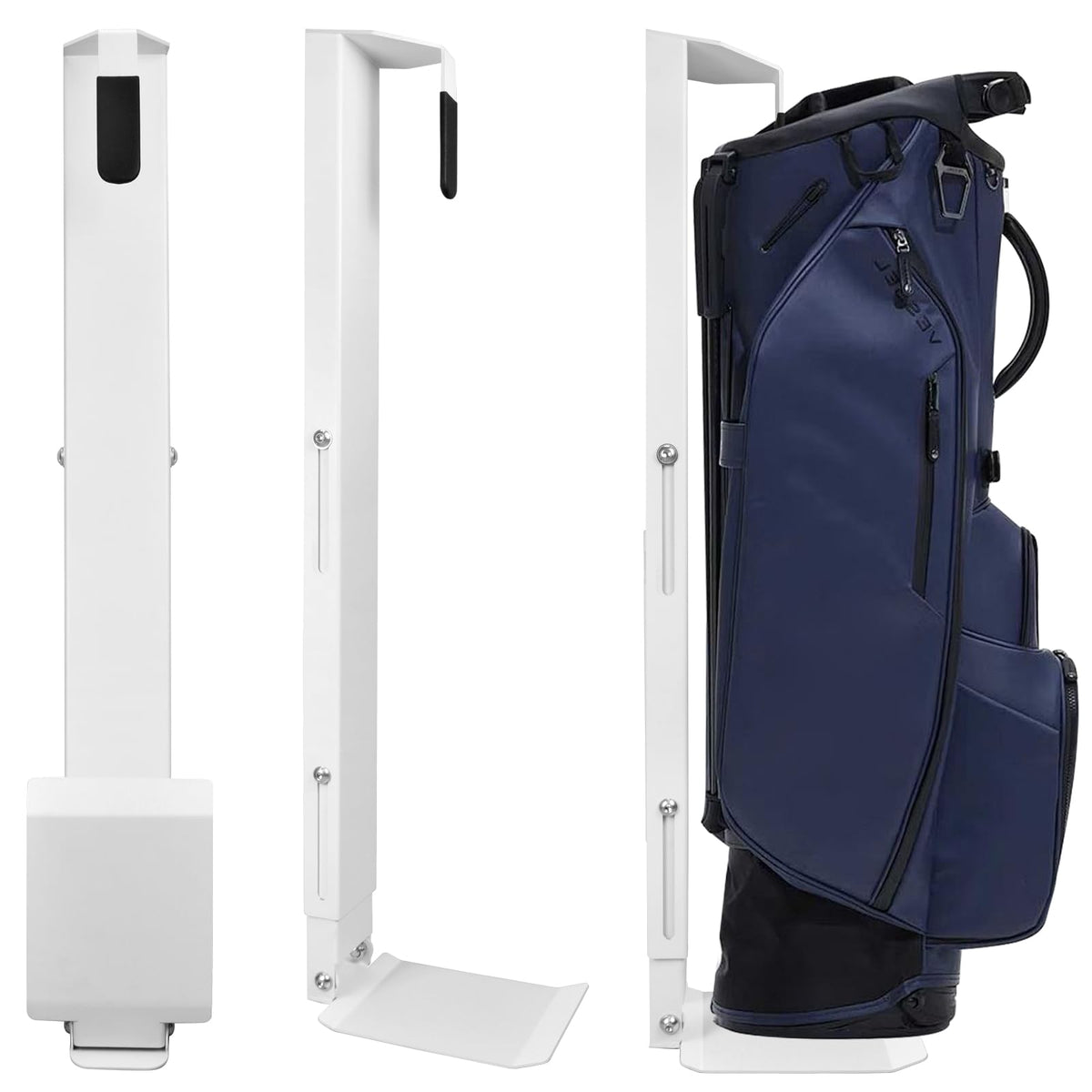 Biondolia wall mount golf bag hanger keeps bags neatly stored and accessible.