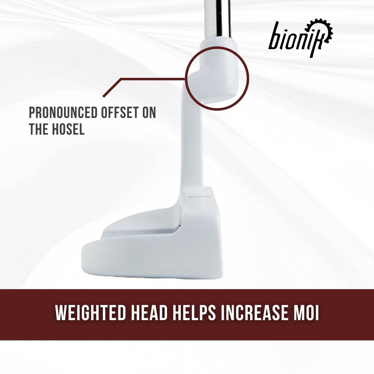 Bionik 105 Nano White putter has engineered face for consistent sound and feel.