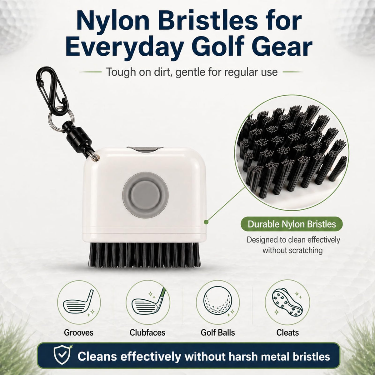 Extra nylon brush head included extends use between replacements.