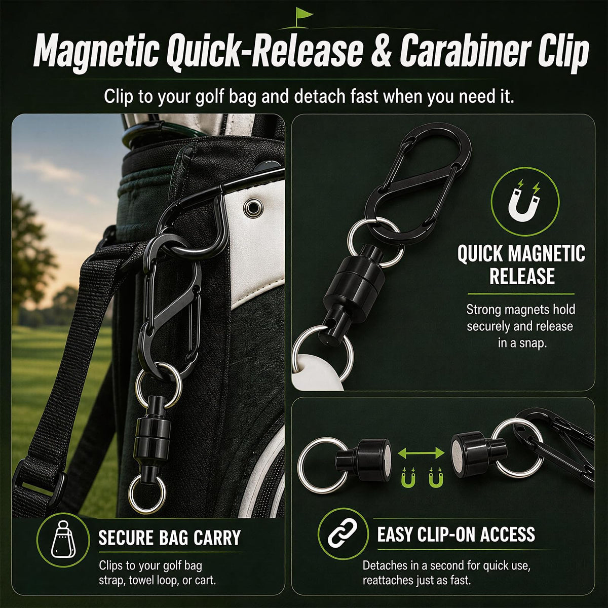 Biozzy magnetic quick-release keeps the brush handy on carts.