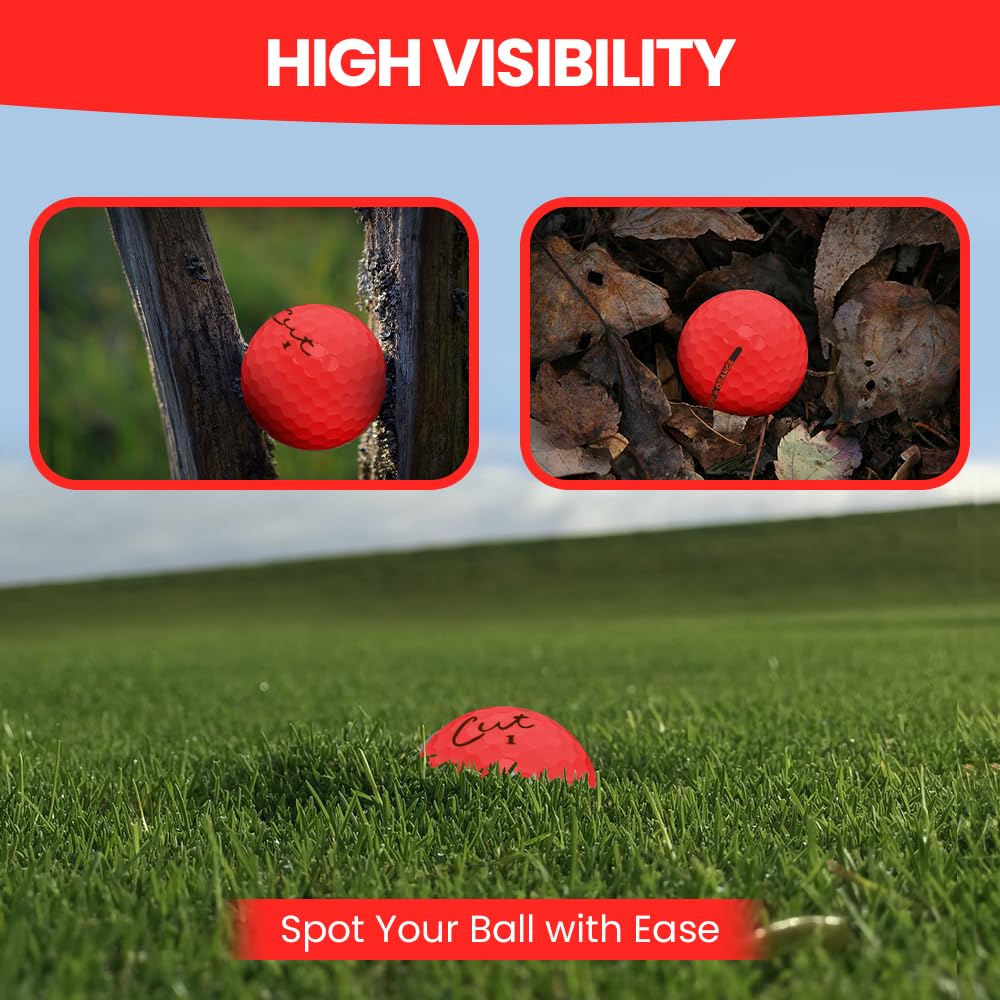 Birdie Town Jupiter Cut Golf matte Fuego Red ball in air improves tracking.