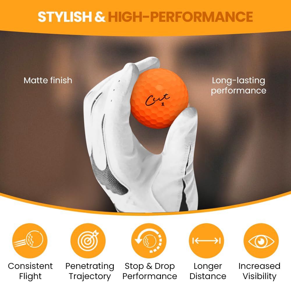 Birdie Town Jupiter Cut Golf matte orange ball is highly visible in sun and rough.
