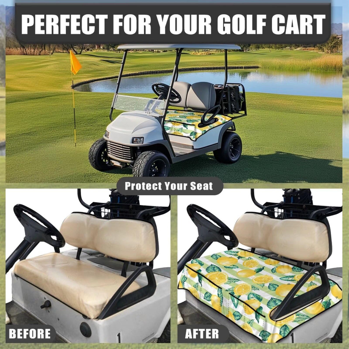 Biyejit club car compatible two-person seat cover fits most models.