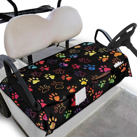 Biyejit Colorful Paws golf cart towel with front pockets keeps essentials at hand.