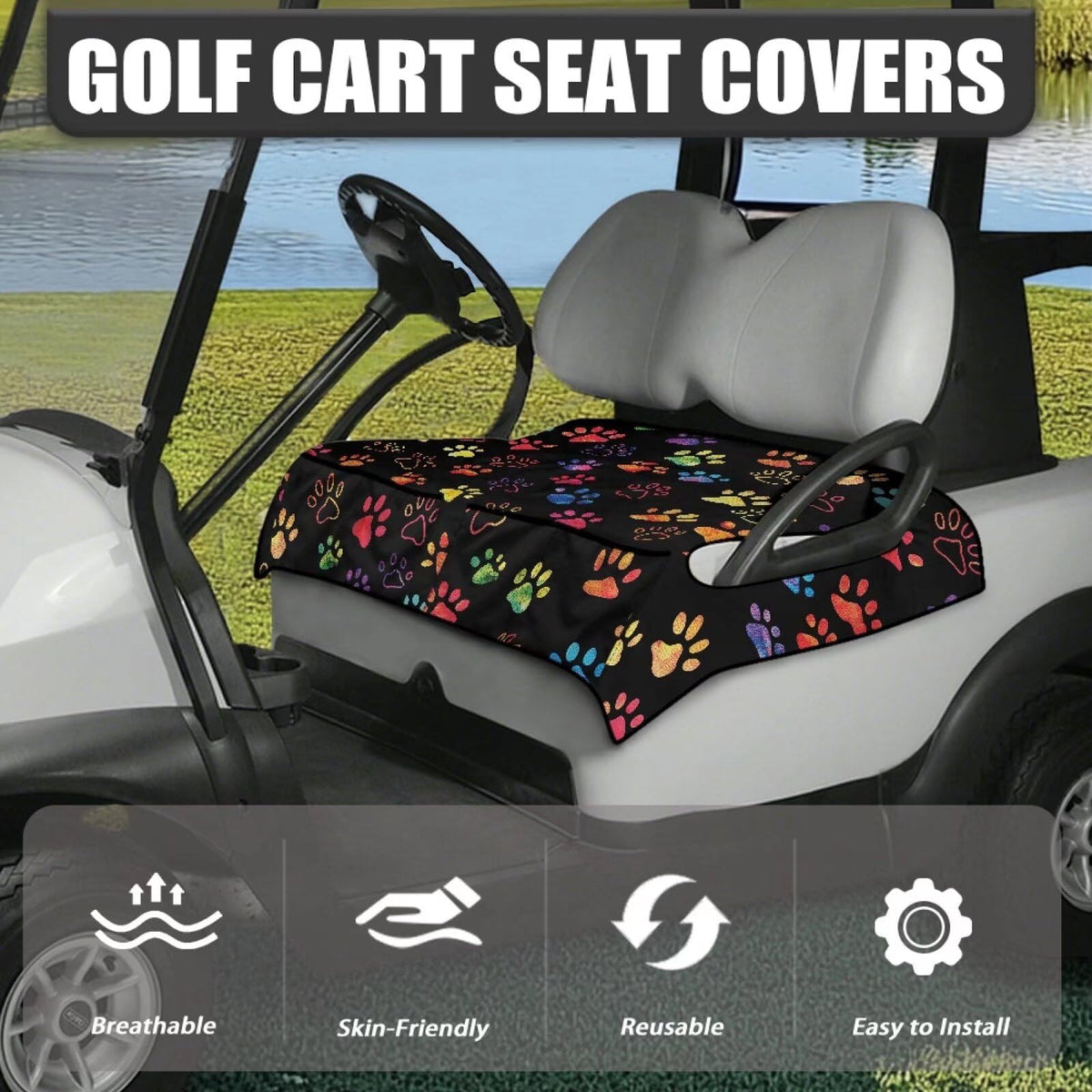 Biyejit Colorful Paws universal-fit towel blanket fits most two‑person carts.