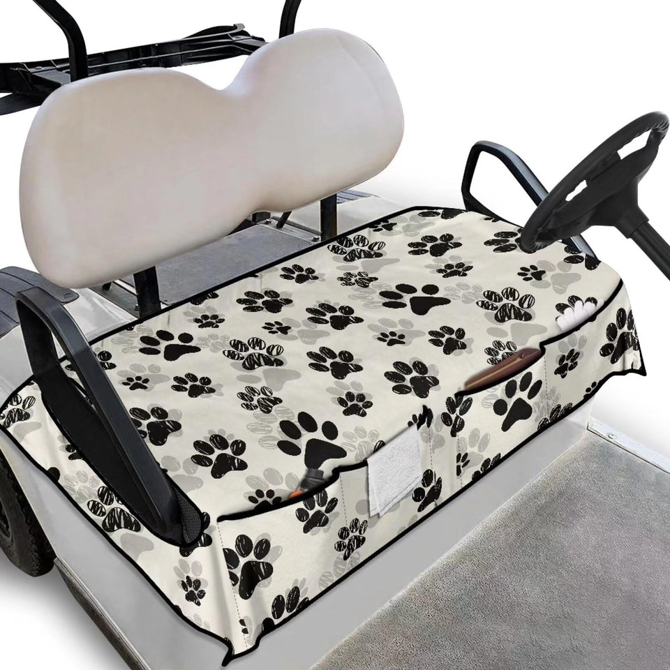 Biyejit dog paw print towel seat cover protects golf cart seats during trips