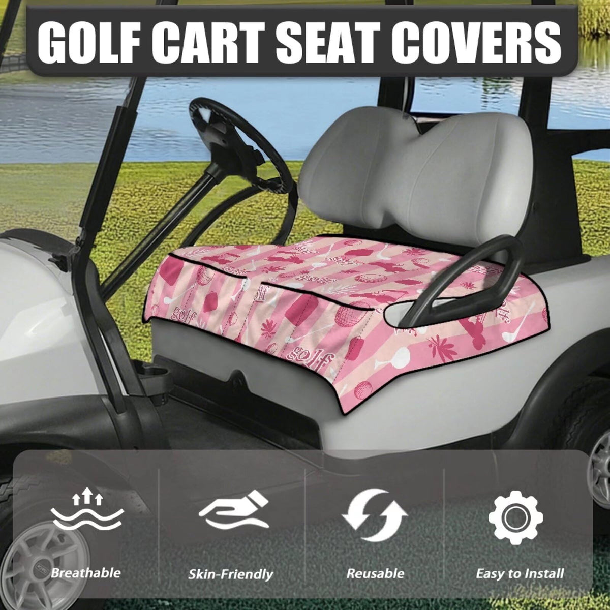 Biyejit universal-fit cover easy to install on most two-person golf carts