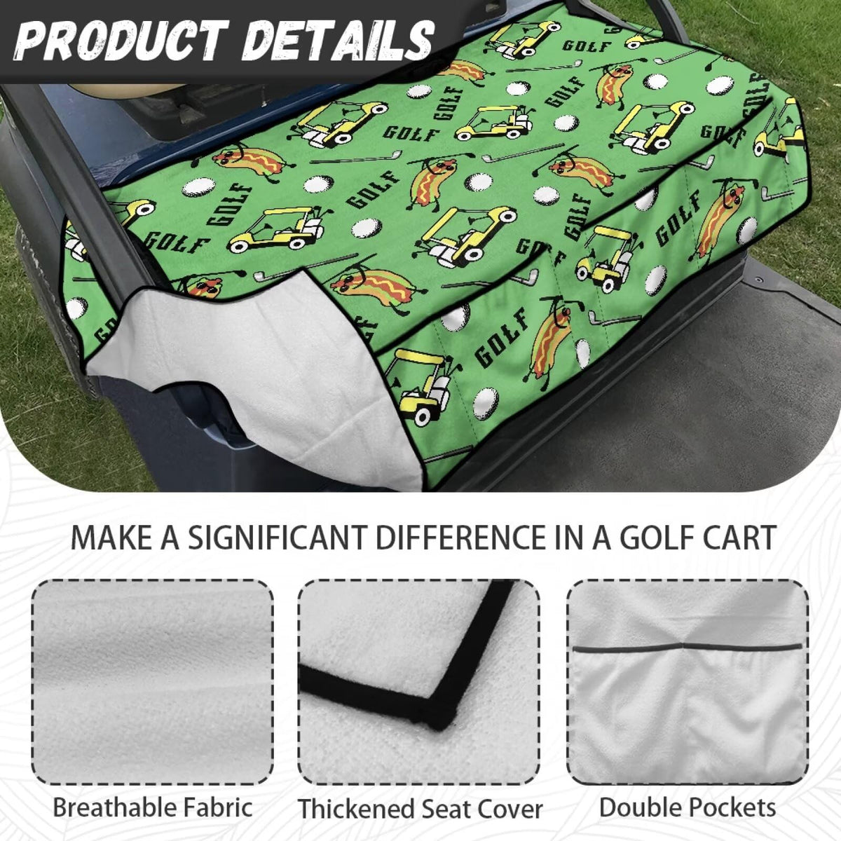 Biyejit machine washable golf cart seat cover for easy care.