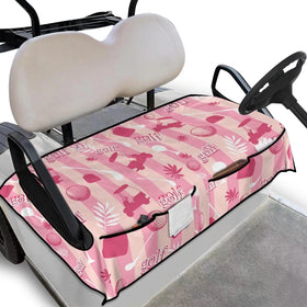 Biyejit pink golf cart seat cover with four front pockets for organized storage