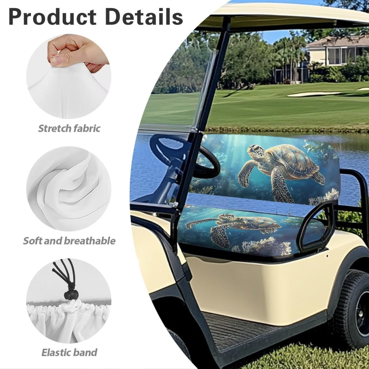 Biyejit Sea Turtles two-piece set fits front and rear seats