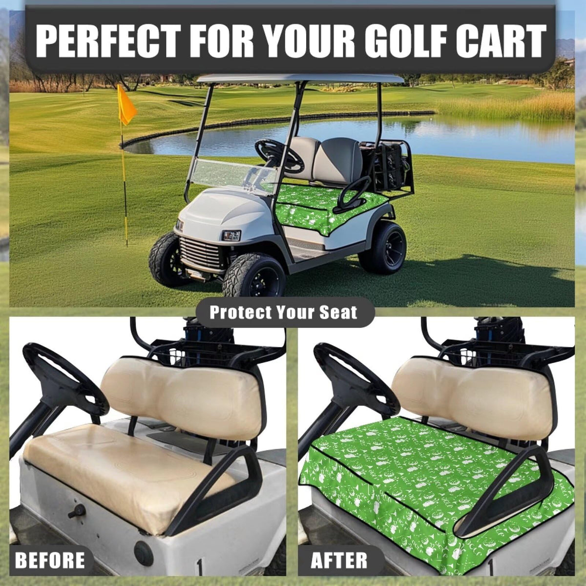 Biyejit seat blanket installation in progress for quick refresh of your golf cart.