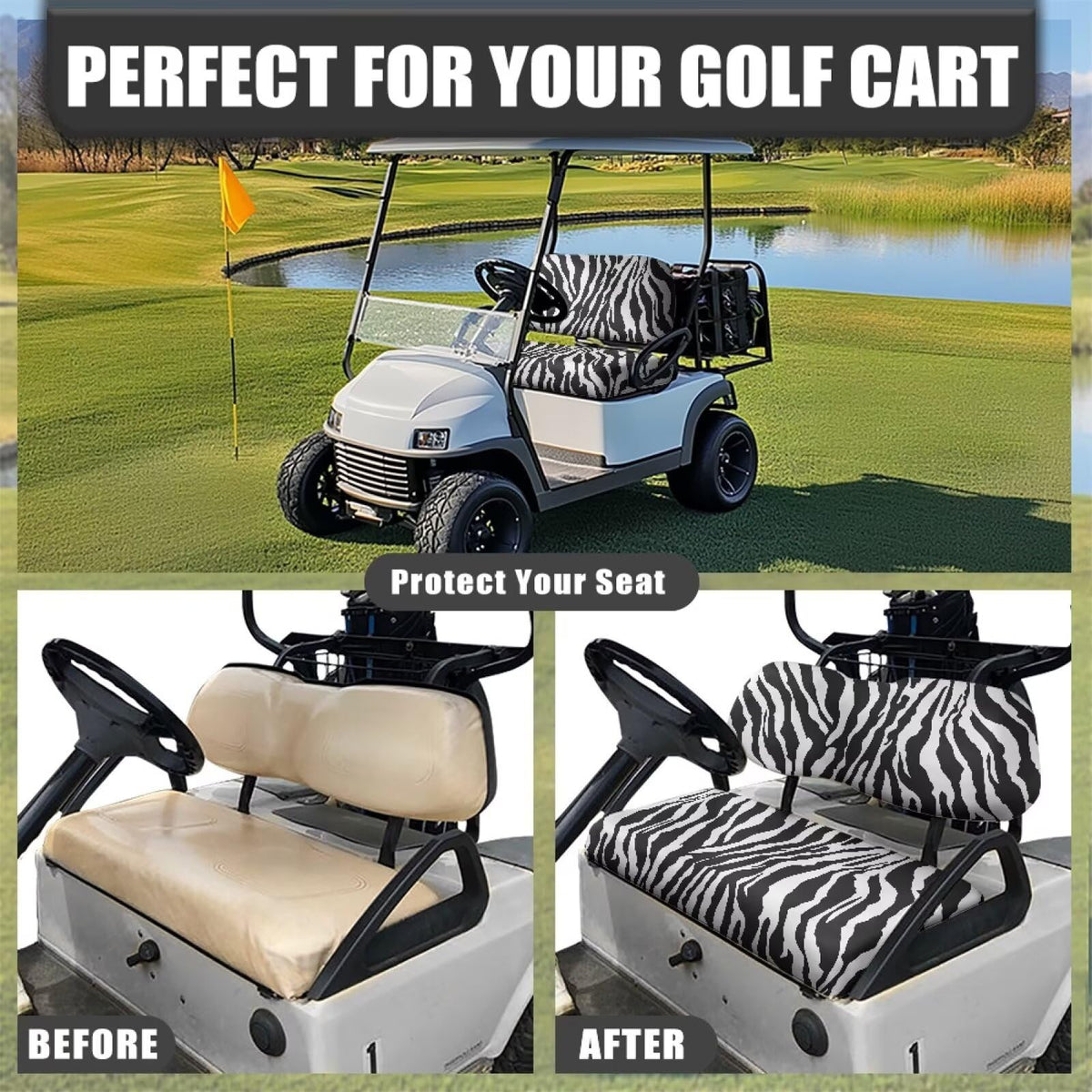 Biyejit universal-fit two-person seat cover suits most carts for versatile protection.