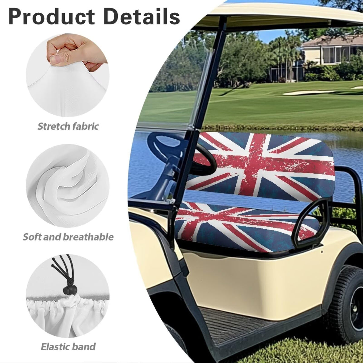 Biyejit universal-fit front and rear seat cover for two-person carts