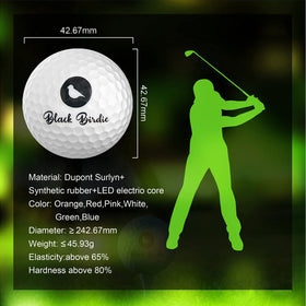 LED-lit golf ball on grass for easy night visibility during dusk rounds.