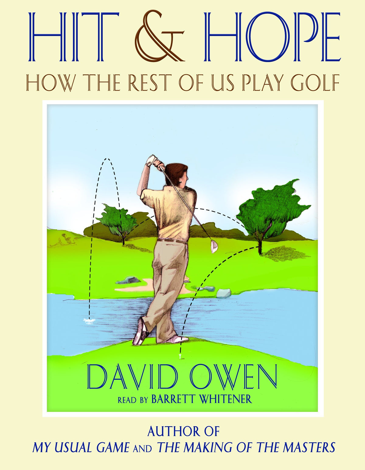 Blackstone Audiobooks Hit and Hope cover; humorous golf essays for avid listeners.