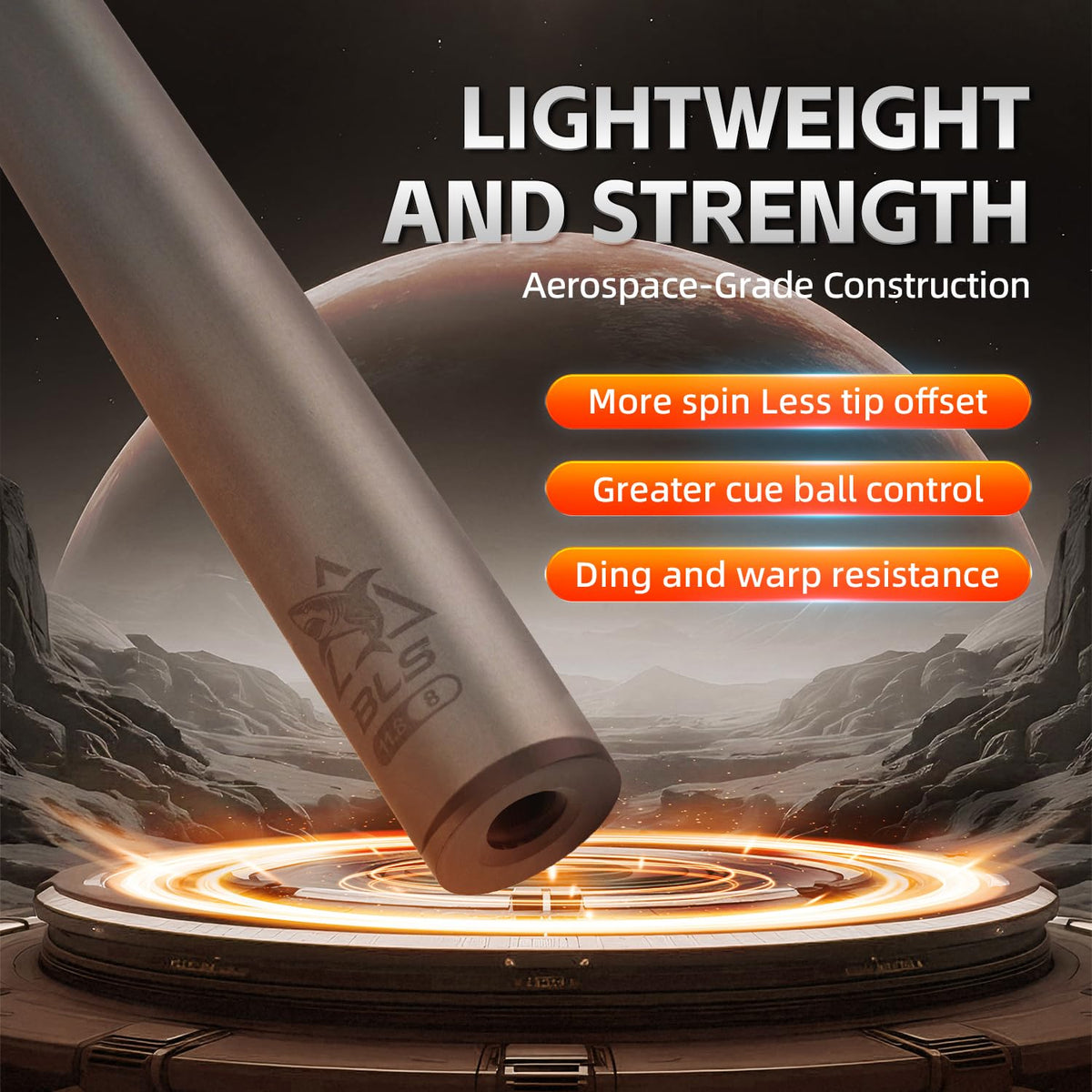 BlkCueShark 10-5mm tip with 10-layer construction and chalk retention