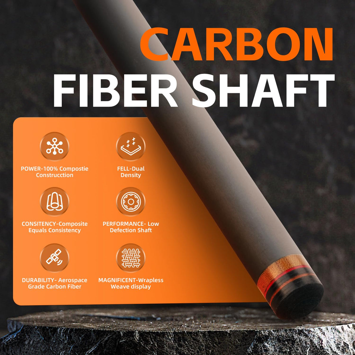 BlkCueShark low deflection shaft improves aim near the cue ball.