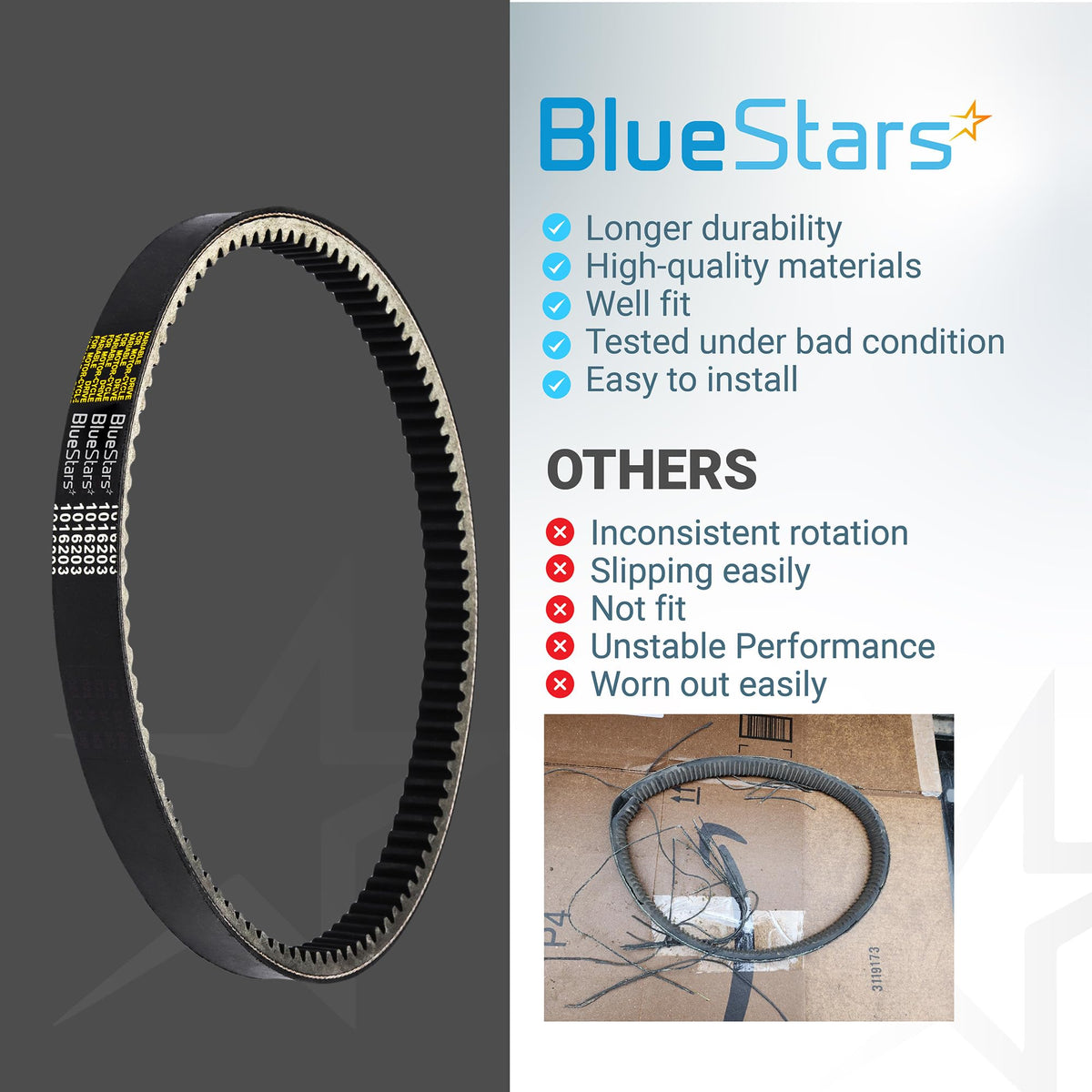 Proper tension helps prevent belt slip under full load.