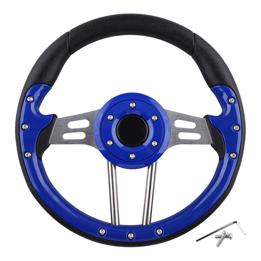 BOBUPLY blue universal steering wheel for golf carts improves grip and style.