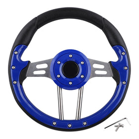 BOBUPLY blue universal steering wheel for golf carts improves grip and style.