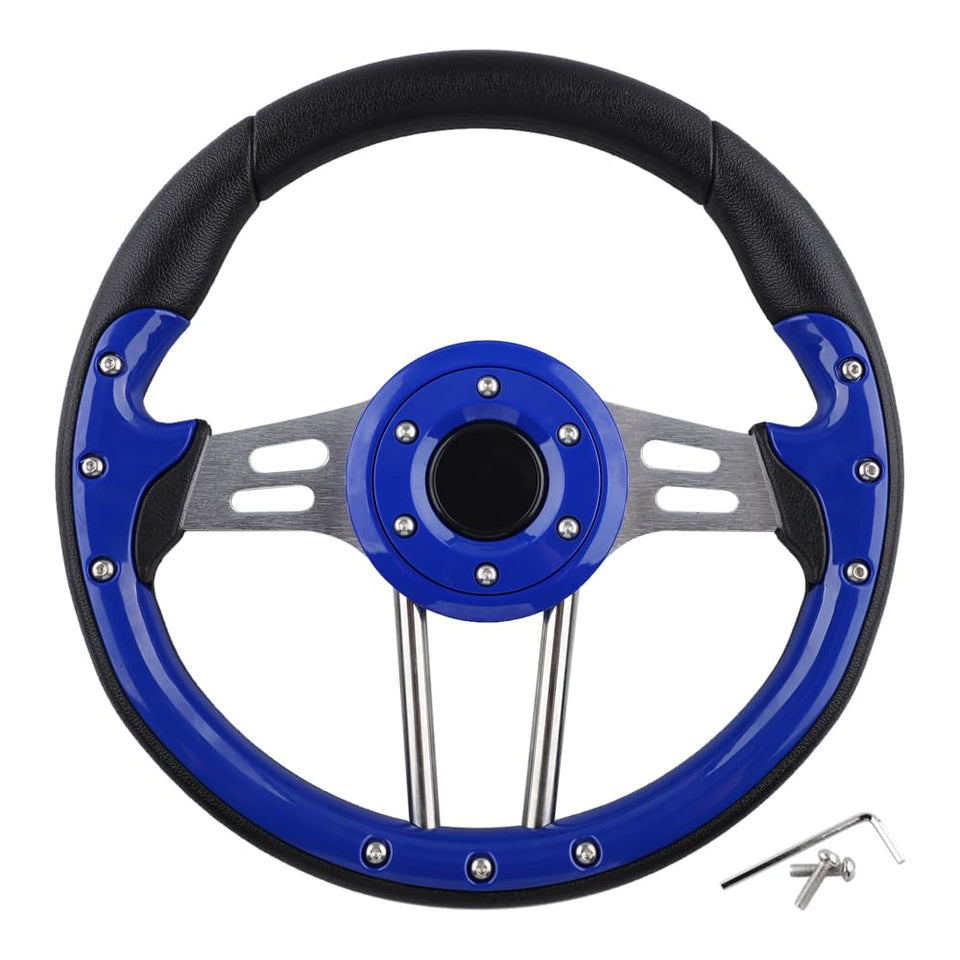 BOBUPLY blue universal steering wheel for golf carts improves grip and style.