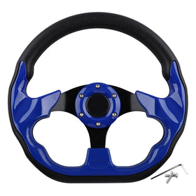 BOBUPLY golf cart steering wheel blue finish with a comfortable, non-slip grip.