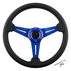 Bobuply golf cart steering wheel blue with ergonomic grip for better control.
