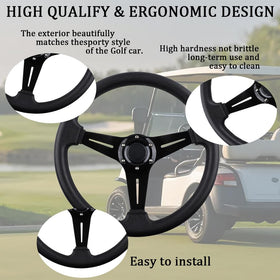 BOBUPLY golf wheel brushed spokes style enhances cart aesthetics.