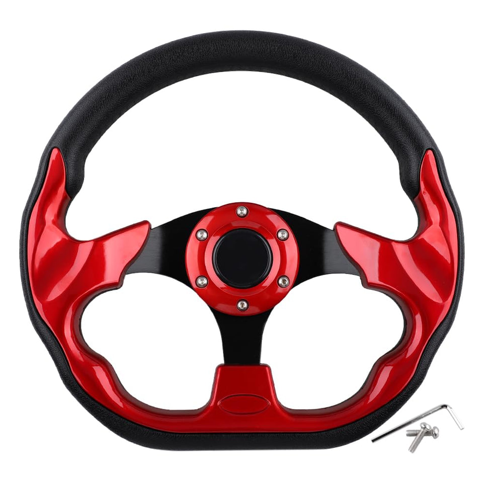 BOBUPLY golf cart steering wheel universal design with red finish for versatile fit and control