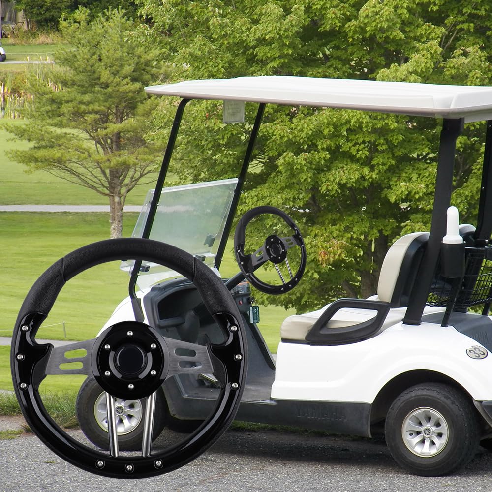 BOBUPLY black steering wheel enhances premium cart appearance