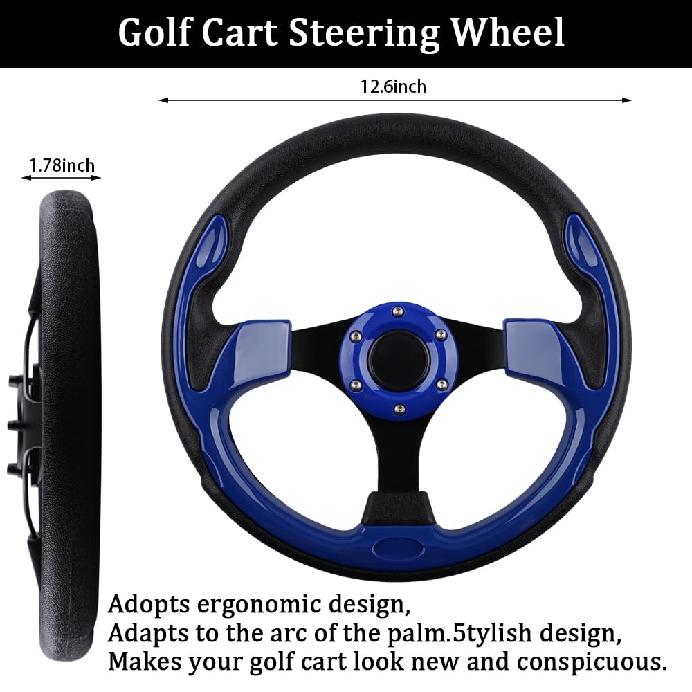 BOBUPLY brushed-spoke design steering wheel blue close-up