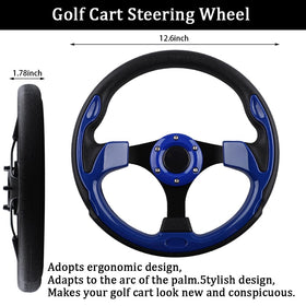 BOBUPLY brushed-spoke design steering wheel blue close-up