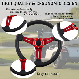 BOBUPLY brushed-spokes steering wheel adds sporty look to your golf cart