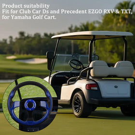 BOBUPLY steering wheel mounted on golf cart blue finish