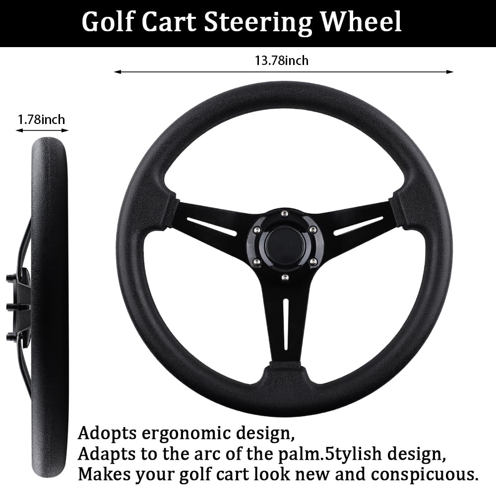 BOBUPLY universal fit steering wheel suitable for multiple golf cart brands.