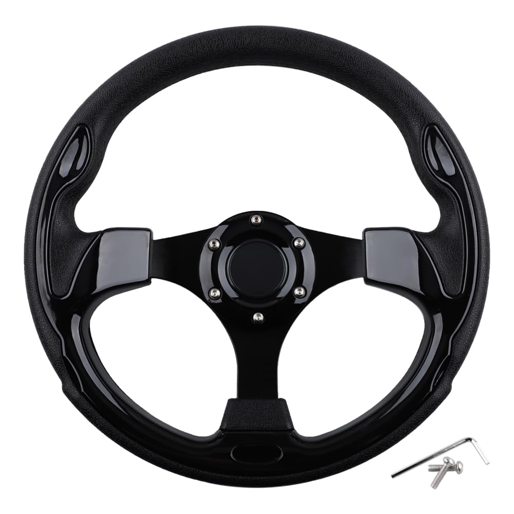 BOBUPLY universal steering wheel front view showing grip and style on a golf cart