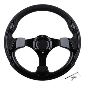 BOBUPLY universal steering wheel front view showing grip and style on a golf cart
