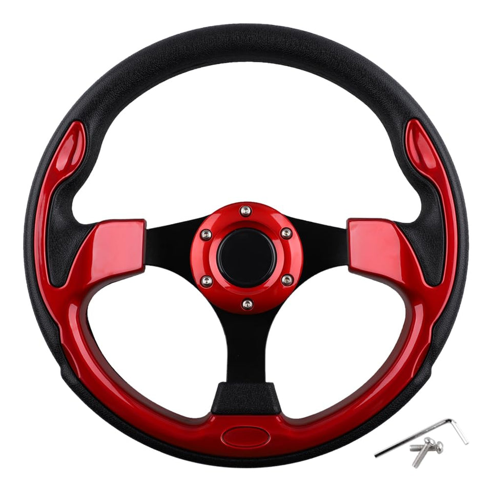 BOBUPLY universal steering wheel red front view highlighting ergonomic grip for easy handling
